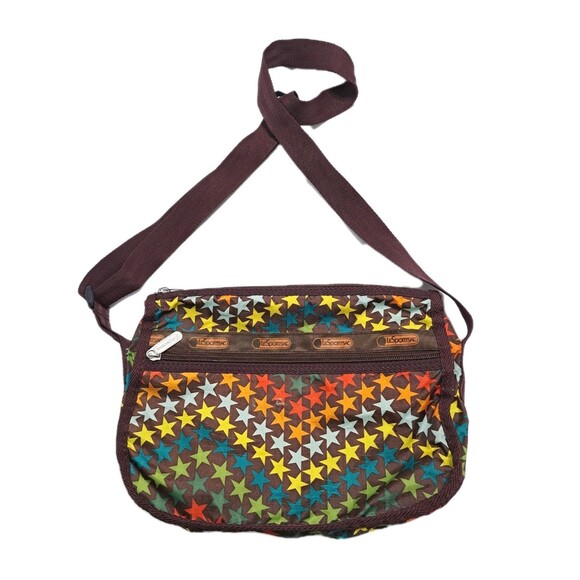 LeSportsac Deluxe Everyday Bag Purse Crossbody Stars Multicolor Brown Rainbow - Picture 1 of 10